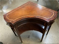 Mahogany Leather Inlay Corner Table