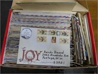 Box envelopes with cancelled stamps