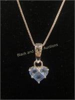 Marked 925 Sterling Silver Blue Heart Pendant