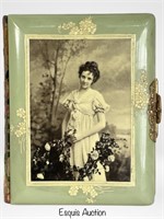 Antique Victorian Celluloid & Velvet Photo Album