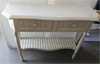 2 DRAWER PAINTED FOYER TABLE WITH SHELL PULLS