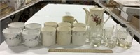 Coffee cups, glasses & tea pot