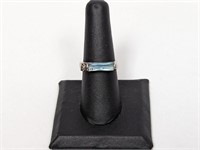 .925 Sterling Blue Stone Ring Sz 7.5