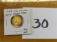 1909 $2.5 Gold Indian Head Coin