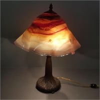 Lamp with an artist signed art glass shade - 18"H
