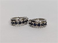 .925 Sterling Blue Stone Hoop Earrings