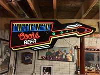 Coors Beer 1988 Neon Style Lighted Guitar Works!