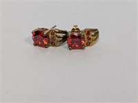 Vermeil/.925 Sterling Red CZ Earrings