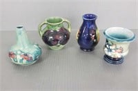 4 Moorcroft pottery cabinet vases - 3 3/4" tallest