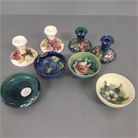 8 pieces of Moorcroft - 4 candlesticks & 4 bowls -