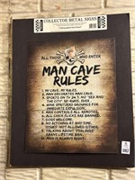 Man Cave Rules Metal Sign