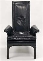 Mod design black leather upholstered chair