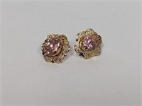 Vermeil/.925 Sterling Pink Stone Earrings