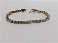 7.5" Vermeil/.9255 Sterling Diamond Bracelet