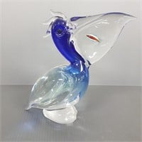 Signed art glass bird figure 9 1/2"T