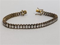 7" Vermeil/.925 Sterling Clear Stone Bracelet