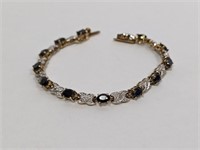7" Vermeil/.925 Sterling Sapphire/Diamond Bracele