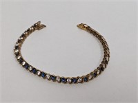 7" Vermeil/.925 Sterling Blue/Clear Stone Bracele
