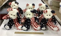 6 TY flag teddy bears