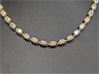17" Vermeil/.925 Sterling Clear Stone Necklace