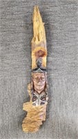 Signed carved wood Native American wall plaque