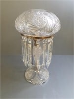 Antique cut glass lamp with cut glass shade - 18"