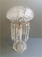 Antique cut glass lamp with cut glass shade - 18"T