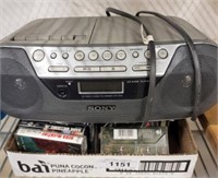 SONY CD/CASSETTE PLAYER AND CASSETTES