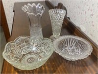 Pressed Glass Bowls & Vases
