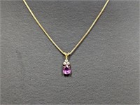 18" Vermeil/.925 Sterl Chain w/Purple Stone Penda