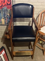 Wooden/leather chair w/ footrest
