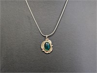 20" .925 Sterling Chain w/Green Pendant
