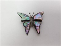 .925 Sterling Hecho En Abalone Butterfly Brooch