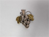 .925 Sterling/Brass Grapes Pendant/Brooch