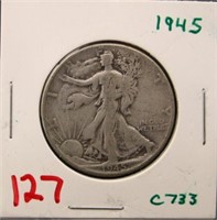 1945 WALKING LIBERTY HALF DOLLAR COIN