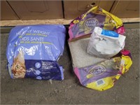 Partial bag of cat food & kitty litter