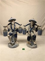 Vintage Asian Man and Woman With Buckets