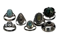 Group of Sterling Silver Lady's Rings- Native Amer