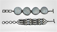 Vintage Massive Sterling Silver & Pearls Bracelets
