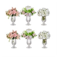 Glasseam Crystal Vases for Flowers, 7.5in Tall Vas