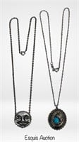 Sterling Silver Necklaces- Navajo Pendant w/ Turqu
