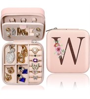 Two travel jewelry cases with initials W & U