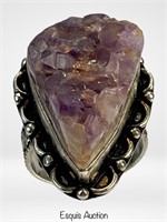 Native American Rough Amethyst Sterling Ladys Ring