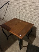 Wooden End Table with Metal Legs