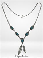 Verley Betone Navajo Sterling Feather Necklace