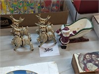 Vintage Ceramic Santa and Reindeer