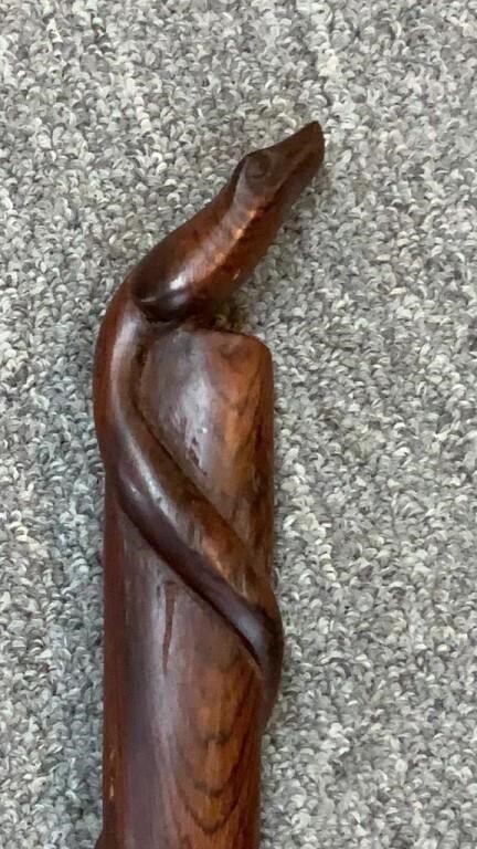 Carved Wood Snake Walking Stick