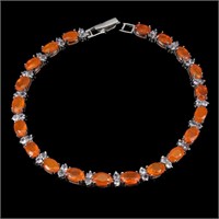 Natural Oval Orange Opal & Tanzanite Bracelet