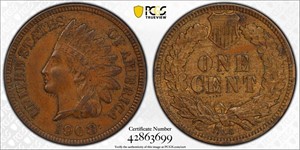 1908-S Indian Head Cent AU58 PCGS KEY DATE!