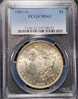 1883-O Morgan Dollar - MS63 PCGS Toned & Lustrous